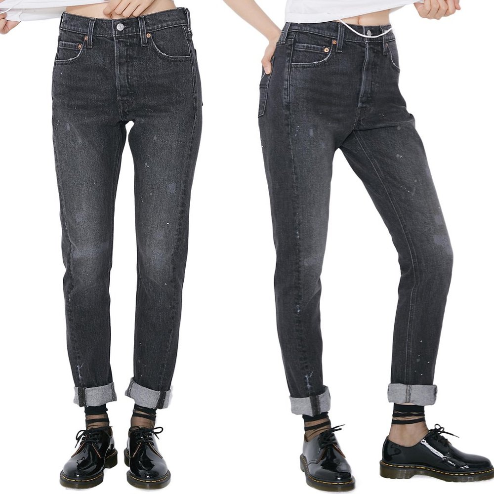 NWT Levi's 501 altered skinny distress black jeans